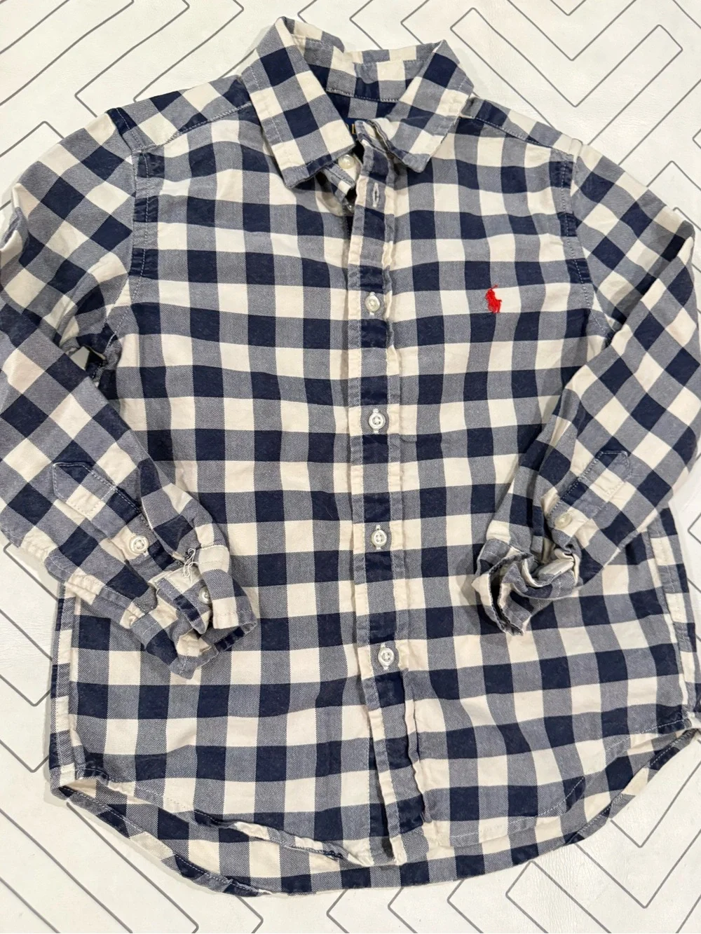 Polo Ralph Lauren Navy & Cream Plaid Longsleeve Button-Down